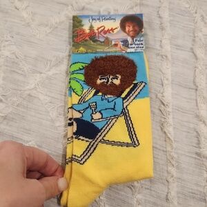 Super fun The joy of painting unisex Bob Ross crew socks, new with tags!